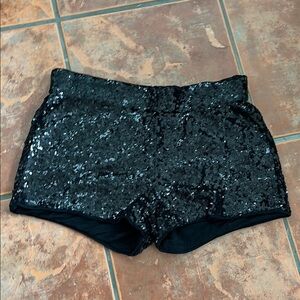 Black Sequin Short Shorts